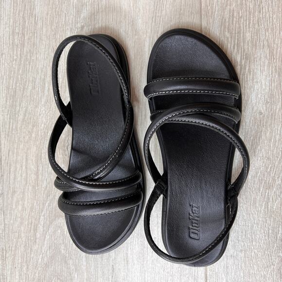 Olakai Sandals Womens Size 6/7 Black Tiare Strappy Full Grain Leather Slingback - Picture 5 of 10